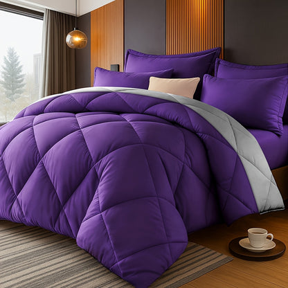 Comforter Set Queen King Twin Diamond Grid Quilted, Soft Microfiber Down Alternative Bedding Set with Pillowcases, All Season Breathable Lightweight Duvet Insert, 9 Colors Available