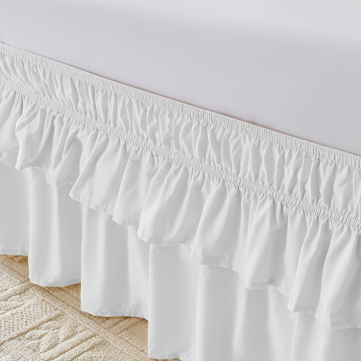 Ruffle Bed Skirt 16 Inch Drop Elastic Wrap Around – Twin Full Queen King/CK, 10 Colors, Easy No-Lift Install, Machine Washable Dust Ruffle