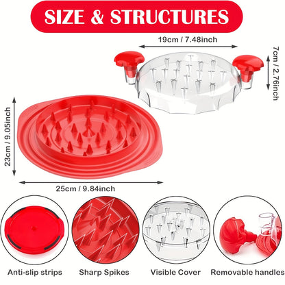 Chicken Shredder Tool Twist – Large Visible Meat Shredder with Transparent Lid, Anti-Slip Base & Cleaning Brush, Effortless Chicken Breast Chopper for Pork, Beef & Vegetables