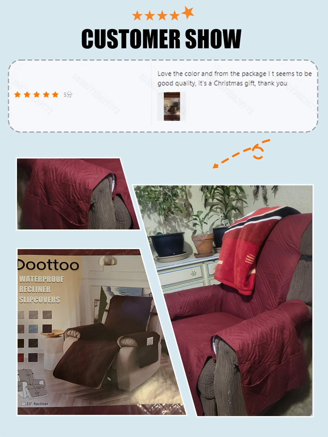 Waterproof Recliner Chair Cover Non-Slip with Pocket & Pet Scratch Protection – Washable Sofa Slipcover Furniture Protector for Living Room, Bedroom, Multi-Color Options