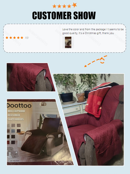 Waterproof Recliner Chair Cover Non-Slip with Pocket & Pet Scratch Protection – Washable Sofa Slipcover Furniture Protector for Living Room, Bedroom, Multi-Color Options