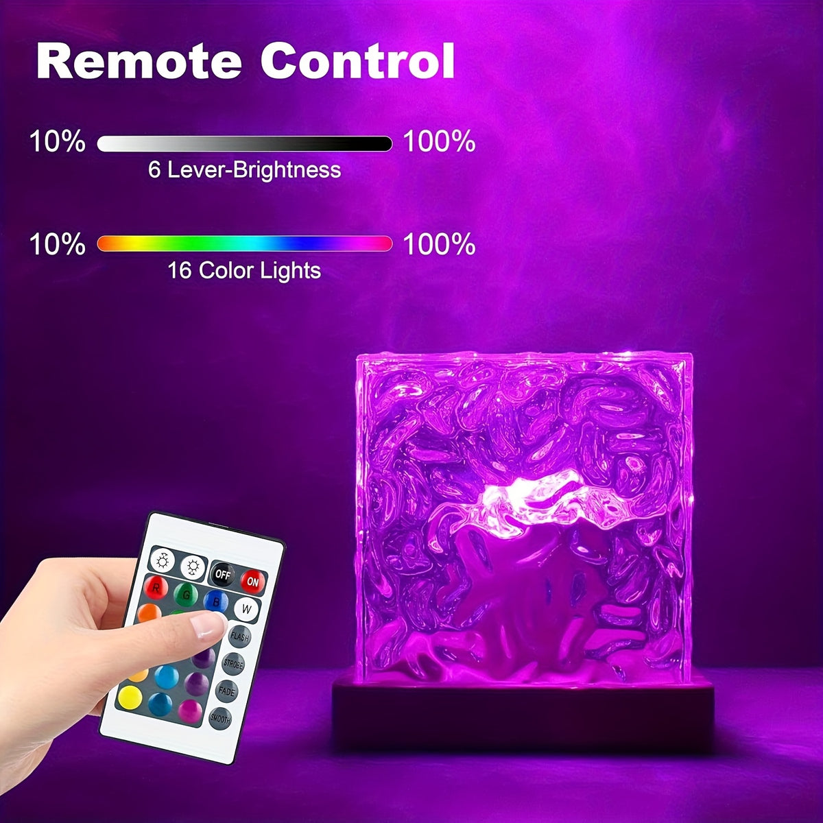 Ocean Wave Projector Light 16 Color – 3D Holographic Water Ripple LED Night Light with Remote Control & Touch Switch, USB Powered Romantic Atmosphere Lamp for Bedroom, Living Room, Meditation & Relaxation