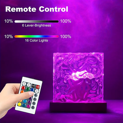 Ocean Wave Projector Light 16 Color – 3D Holographic Water Ripple LED Night Light with Remote Control & Touch Switch, USB Powered Romantic Atmosphere Lamp for Bedroom, Living Room, Meditation & Relaxation