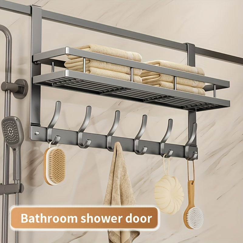 Over the Door Hook Rack - Metal Wall Mounted Coat Hooks for Bedroom Bathroom Kitchen, Space-Saving Door Hanger Organizer with 4 5 6 8 Hooks, Easy Install, Black & Gray Available