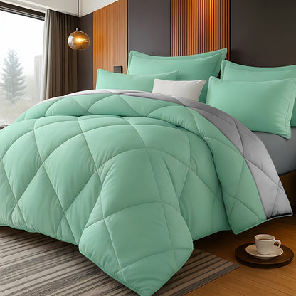 Comforter Set Queen King Twin Diamond Grid Quilted, Soft Microfiber Down Alternative Bedding Set with Pillowcases, All Season Breathable Lightweight Duvet Insert, 9 Colors Available