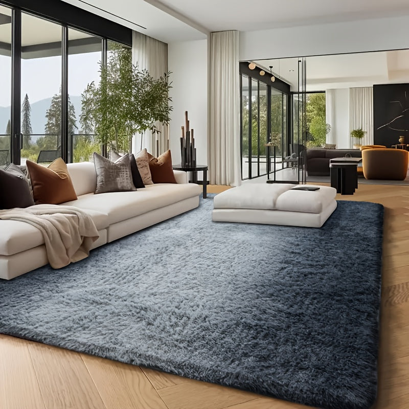 Machine Washable Shaggy Area Rug 650GSM Thick Plush – Soft Fluffy Carpet for Living Room Bedroom Playroom, Jacquard Tie-Dye & Solid Colors, 5x8 6x9 8x10 Ft, Black Grey White Pink Blue
