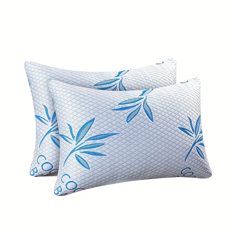 Cooling Pillows for Sleeping Set of 2 - Bamboo Fiber Bed Pillows for Back, Stomach & Side Sleepers, Soft Breathable Shredded Memory Foam Pillow with Washable Cover, Standard Queen King, Bundle Sets