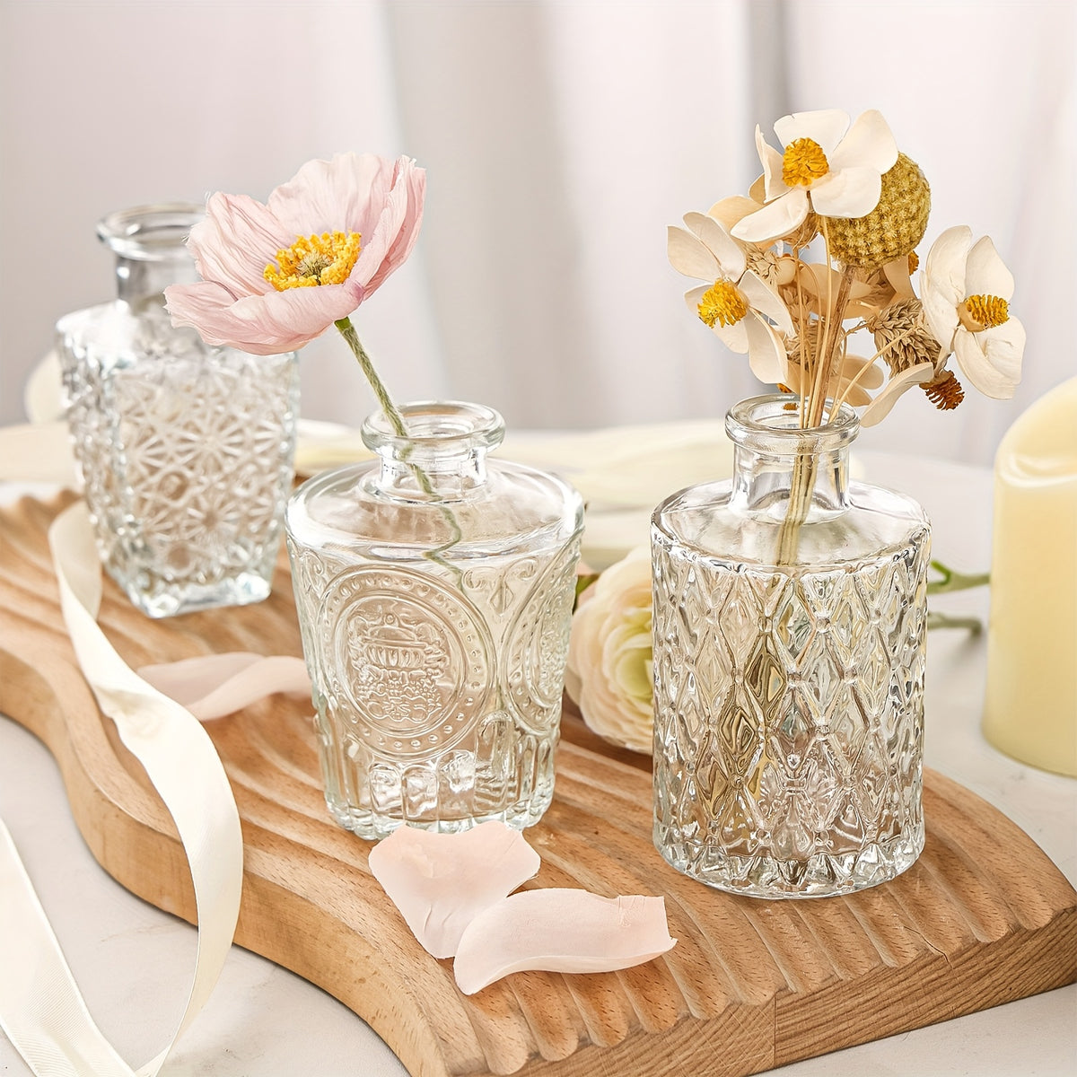 Mini Clear Bud Vases Set - Bulk Small Glass Flower Vases for Wedding Centerpieces, Party Table Decorations, Birthday Anniversary Home Decor, 12 30 43 52 Pcs Available