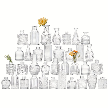 Mini Bud Vases Set 9/12/24/36/54 Pcs Clear Glass Small Flower Vases for Wedding Centerpieces, Birthday Party Anniversary Home Table Decor, Multiple Sizes Bulk Vases for Mother's Day