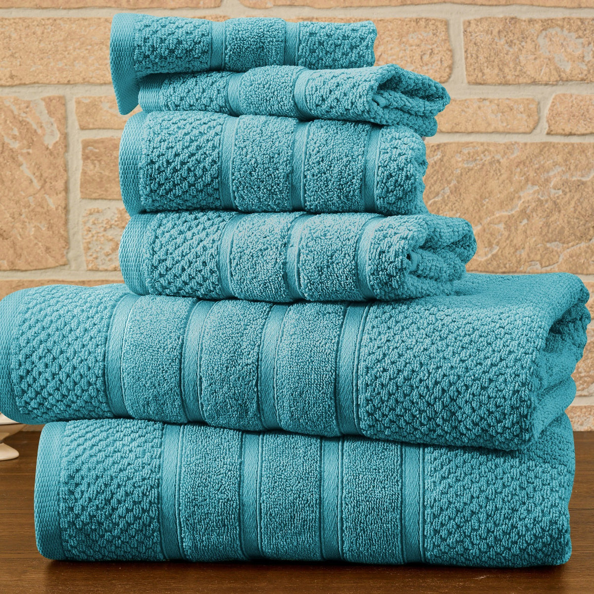 Egyptian Cotton Towel Set 6 Piece – 650 GSM Luxury Bath Towels with Zero Twist Loops, Ultra Soft & Highly Absorbent, Includes 2 Bath Towels, 2 Hand Towels & 2 Washcloths for Bathroom Spa Experience