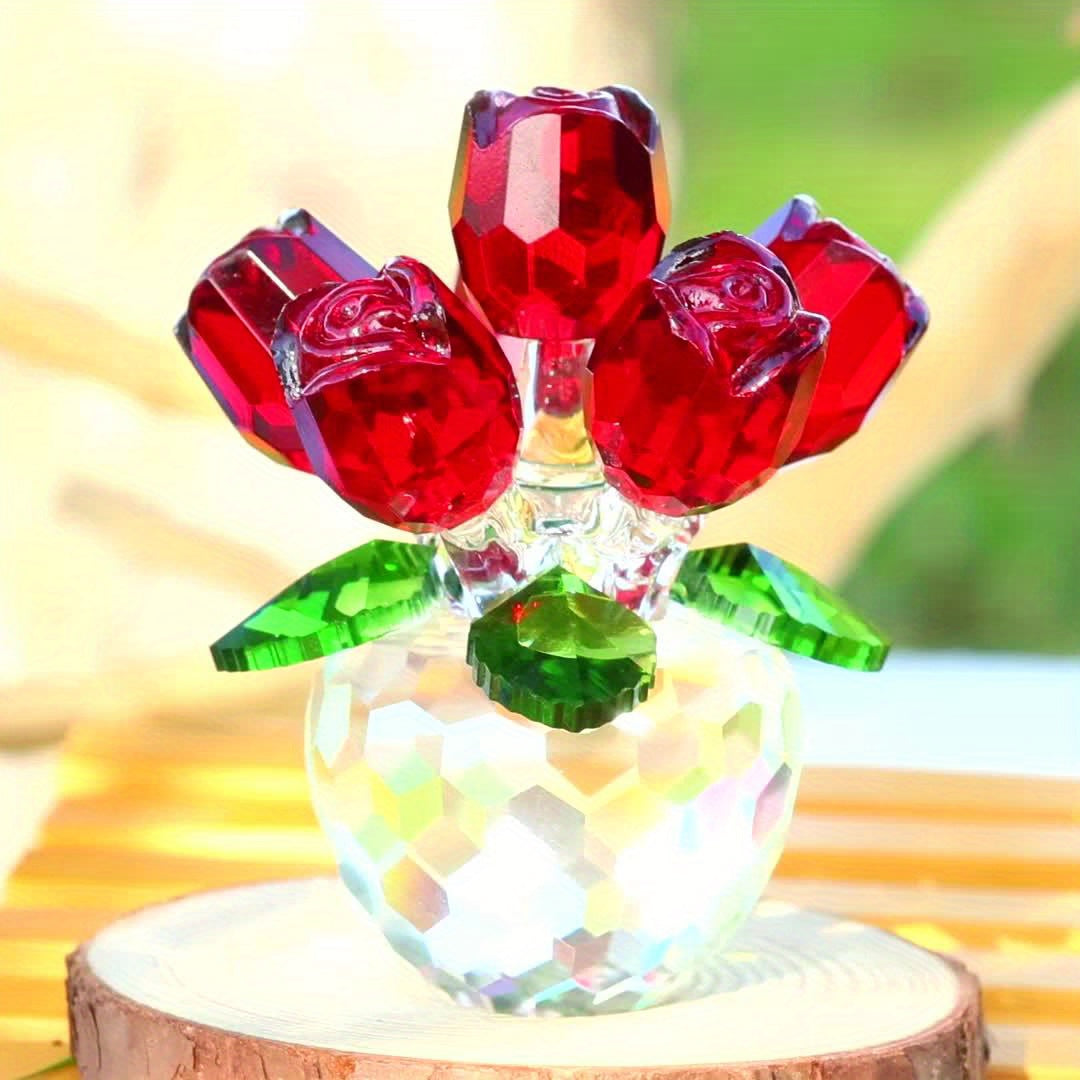 Artificial Crystal Rose Bouquet – Eternal Faux Rose Gift for Valentine's Day Mother's Day Anniversary Christmas, Colored Big Red Blue Pink Rose Decoration