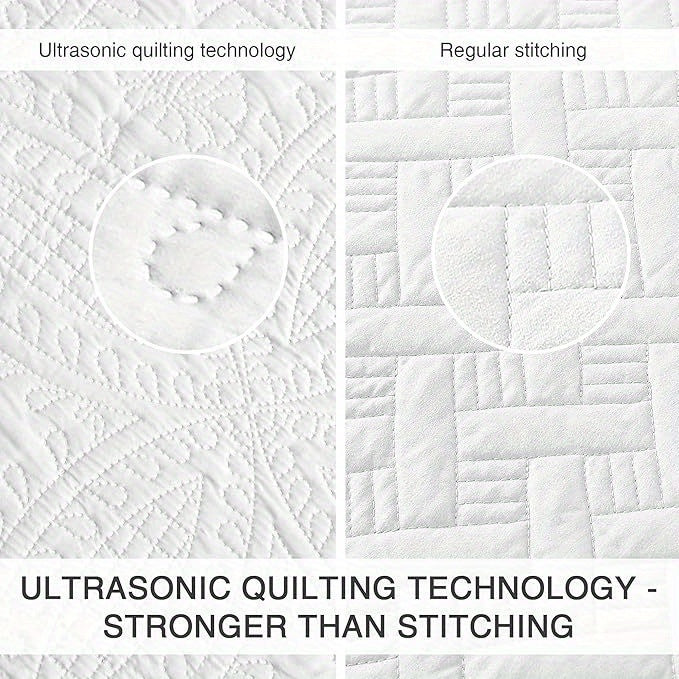Quilt Set 3pcs Lightweight Microfiber Bedspread with 2 Pillow Shams – Soft Coin Pattern Coverlet for All Season, Full/Queen King, 5 Colors