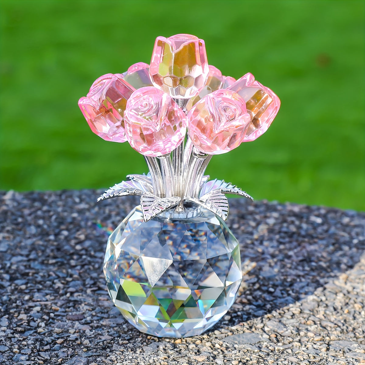 Artificial Crystal Rose Bouquet – Eternal Faux Rose Gift for Valentine's Day Mother's Day Anniversary Christmas, Colored Big Red Blue Pink Rose Decoration