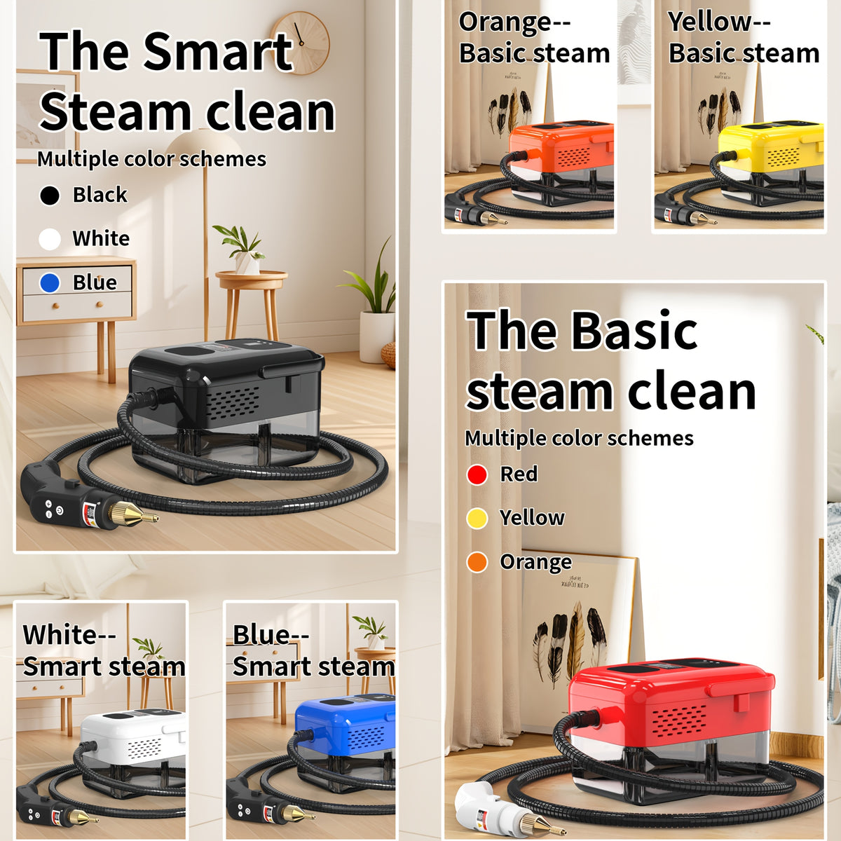 Handheld Steam Cleaner 2500W High Pressure, Portable Steam Cleaner for Home Use, Kitchen Degreaser, Sofa Upholstery, Car Interior, Tile Grout, Bathroom & Appliance Deep Cleaning