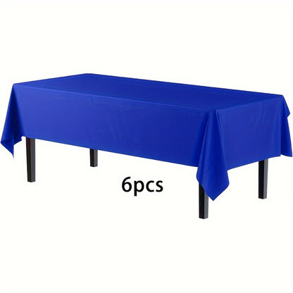 Disposable Plastic Tablecloths 6 Pack 54"x72" – Vibrant Solid Color Table Covers for Parties, Weddings, Birthdays, Christmas & Buffets, Indoor Outdoor Use, Durable Machine-Made