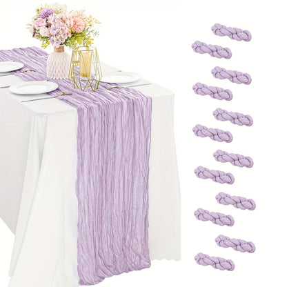Cheesecloth Table Runner 10ft, Set of 12 Boho Gauze Table Runners 21.3x120 Inch – Rustic Romantic Bulk Cheese Cloth Roll for Wedding, Bridal Shower, Birthday Party & Dining Table Decor, 16 Colors