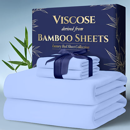 Cooling Bed Sheets Set Bamboo Blend - Ultra-Soft Breathable Deep Pocket Sheets for Hot Sleepers, Twin Full Queen King Size, 13 Colors, Moisture-Wicking Temperature Regulating Bedding