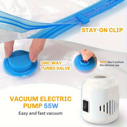 Vacuum Storage Bags 16 Pack with Electric Pump, Space Saver Vacuum Seal Bags for Clothes Bedding Pillows Quilts Blankets, 7 Small 6 Medium 3 Large Compression Bags for Closet Travel Luggage Storage