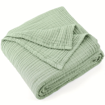 100% Cotton Muslin Blanket 6 Layer Breathable Lightweight Soft Gauze Throw Blanket All Season – Twin Queen King Throw for Couch Bed Sofa Machine Washable Navy Sage Green Lavender Teal Beige White Grey Blue