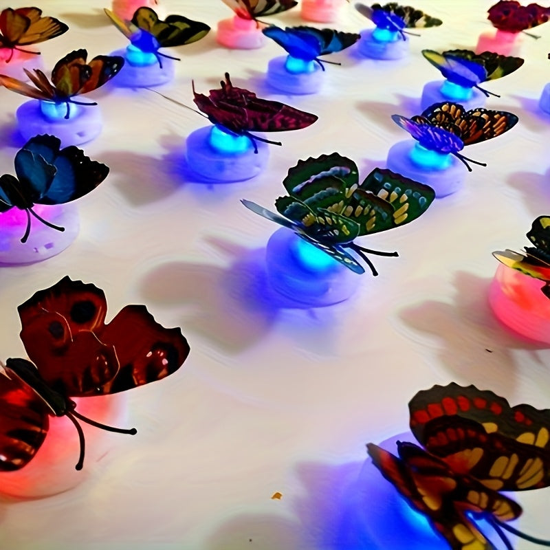 LED Butterfly Wall Decorations 30 Pcs 3D Butterfly Night Light Stickers for Bedroom Living Room Party Wedding Decor, Colorful Glowing Butterfly Wall Stickers Home Decor Gift, Random Color