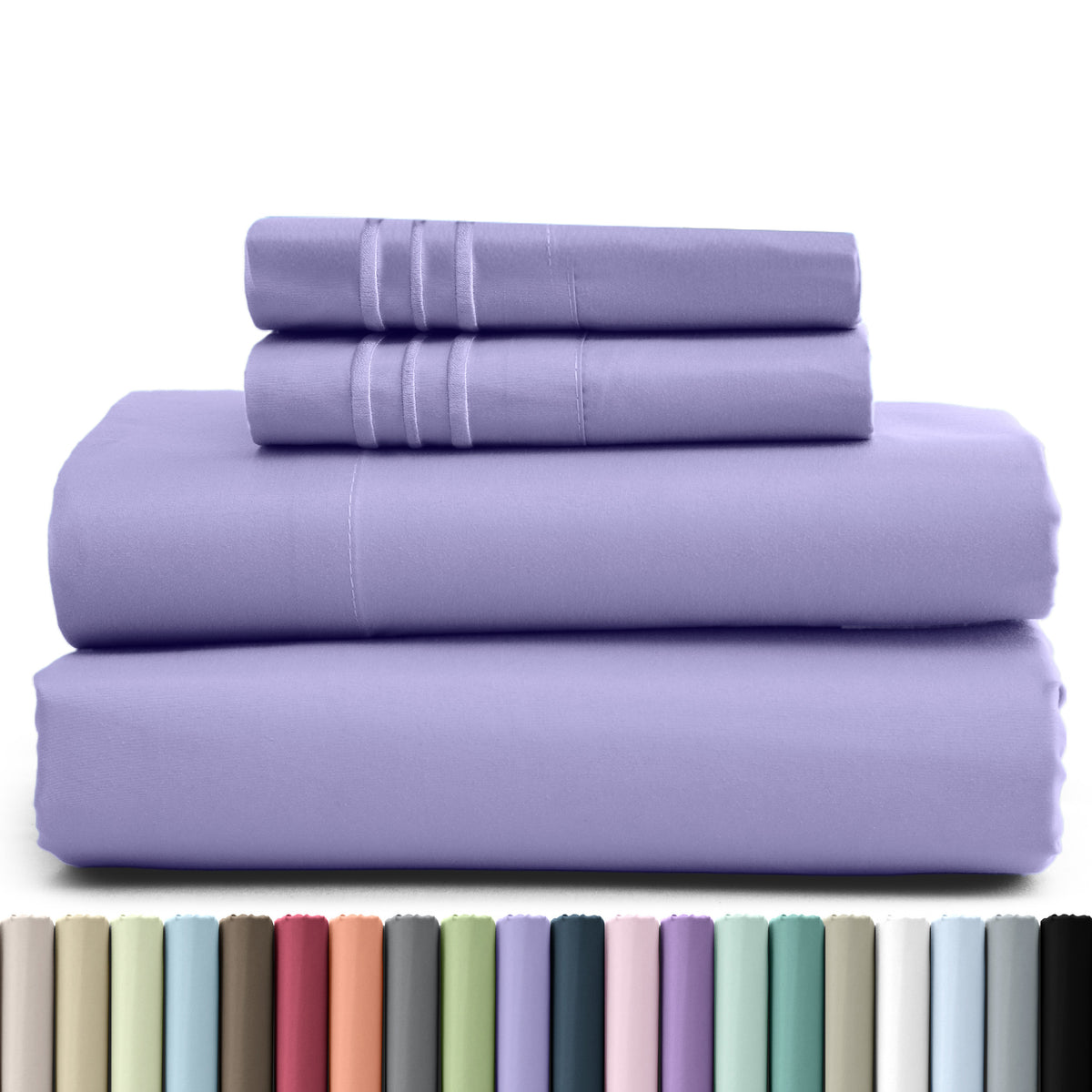 1800 Series Bed Sheets Set 4 Pieces – Brushed Microfiber Deep Pocket Sheet Set with Pillowcases, Cooling & Breathable Bedding for All Seasons, Fade Resistant, Fits Mattresses Up to 16 Inches