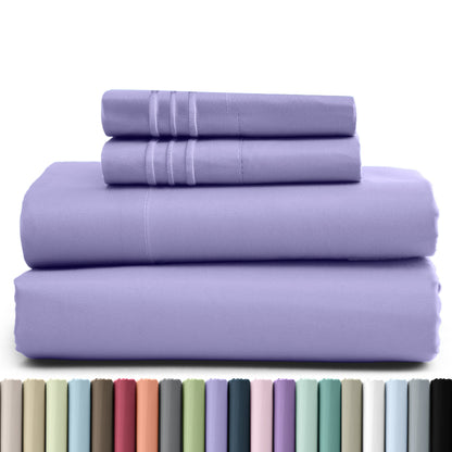 1800 Series Bed Sheets Set 4 Pieces – Brushed Microfiber Deep Pocket Sheet Set with Pillowcases, Cooling & Breathable Bedding for All Seasons, Fade Resistant, Fits Mattresses Up to 16 Inches
