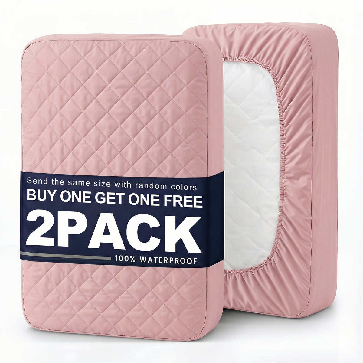 Waterproof Mattress Protector 2-Pack Non-Slip Deep Pocket Mattress Cover Bed Bug Proof Breathable Quilted Bedspread Twin Full Queen King Bedroom Guest Room