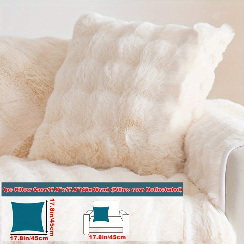 Faux Rabbit Plush Sofa Cover Winter Warm Thickened Anti-Slip Furniture Protector – Soft Pet-Friendly Couch Cover for Living Room Bedroom Office, 4 Colors