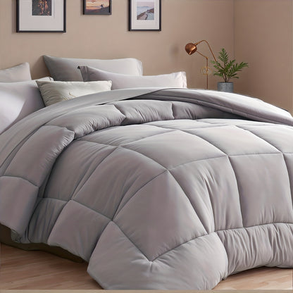 Comforter Set 5/7 Piece Checkered Pattern Bed in a Bag – Ultra Soft Breathable Fluffy Fiber Fill All Season Bedding Set with Comforter Flat Sheet Fitted Sheet Pillowcases, Twin Full Queen King 17 Colors