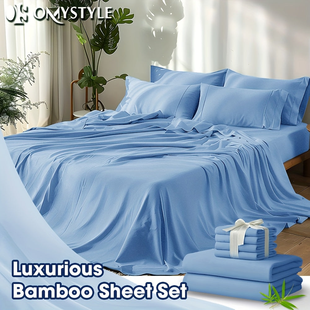 2000TC Bamboo Cooling Sheet Set Ultra Soft – 16 Inch Deep Pocket Fitted Sheet for Hot Sleepers, Shrink Fade Wrinkle Resistant Breathable Bedding | Twin Full Queen King | 11 Colors | Home Viaco