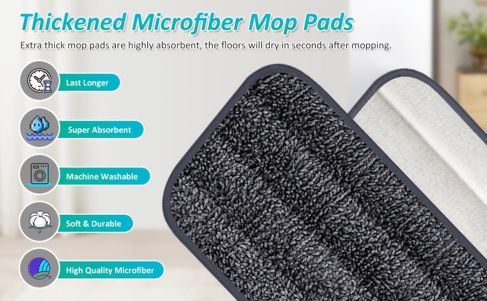 Microfiber Spray Mop with 3 Washable Reusable Pads – Water Spraying Flat Mop for Hardwood, Laminate, Tile & Ceramic Floors – Wet & Dry Dual-Purpose Household Floor Cleaning Mop Set