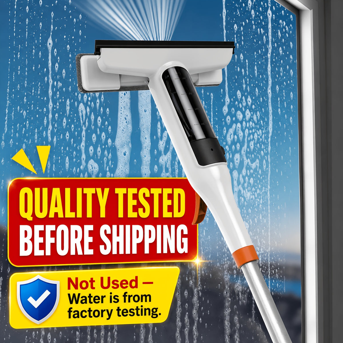 3-in-1 Glass Cleaning Kit with Durable Metal Pole & Scraper - Reach High Windows, Shower Doors & Car Windshields Easily, Essential Home Window Cleaning Tool