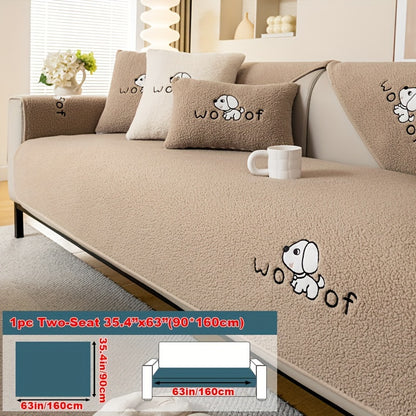 Sherpa Sofa Cover for Pets – Thick Plush Non-Slip Couch Protector Slipcover for Dogs & Cats, Furniture Protection Cover for Sofa Seat, Backrest, Armrest & Cushion, Bedroom Living Room Office
