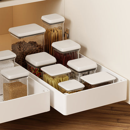 Slide-Out Cabinet Organizer 2 Pack, No-Drill Pull Out Shelf for Kitchen Pantry Bathroom, Retractable Under Sink Storage Rack, Removable Sliding Bin Drawer Organizer for Cabinets