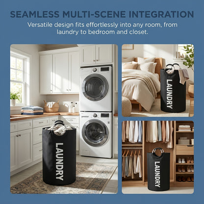 Large Foldable Laundry Basket Waterproof with Padded Handles – Freestanding Dirty Clothes Hamper for Bathroom Bedroom Home, 1pc or 2pcs Multi-Color Options