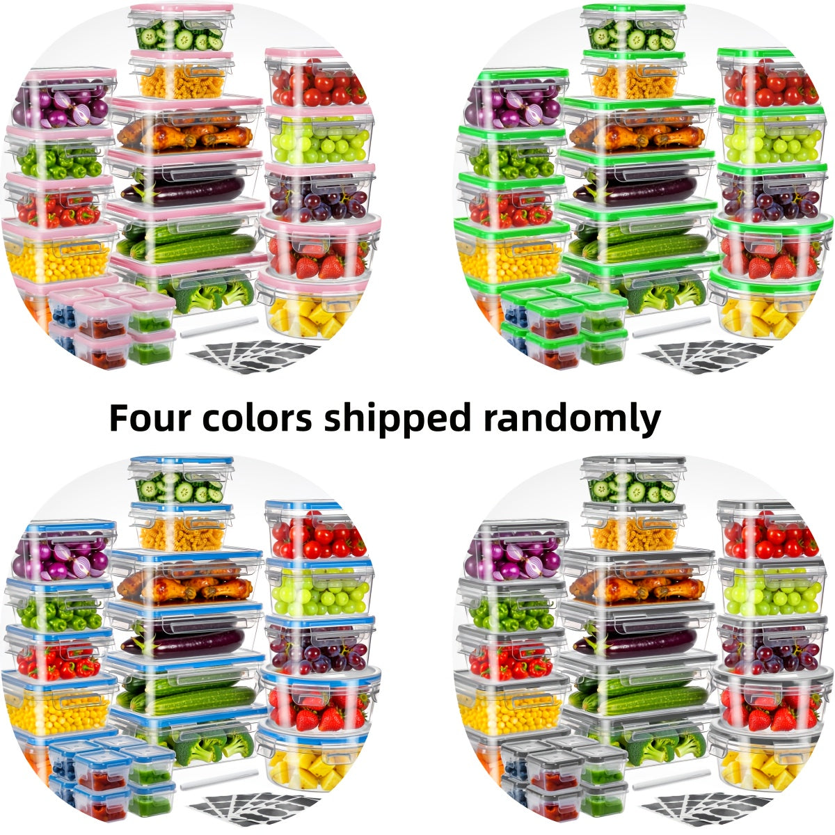Food Storage Container Set 48 Piece – Airtight Leak-Proof BPA-Free Stackable Plastic Containers with Lids, 8 Sizes Microwave Freezer Dishwasher Safe, Kitchen Pantry Meal Prep Organizer with Labels & Marker