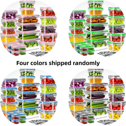 Food Storage Container Set 48 Piece – Airtight Leak-Proof BPA-Free Stackable Plastic Containers with Lids, 8 Sizes Microwave Freezer Dishwasher Safe, Kitchen Pantry Meal Prep Organizer with Labels & Marker