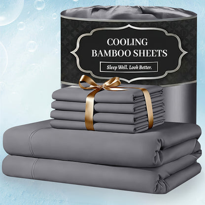 Bamboo Bed Sheet Set Extra Deep Pocket – 4 & 6 Piece Breathable Cooling Fitted Sheet Set, Soft Wrinkle-Free Hotel Luxury Bedding for Hot Sleepers, Twin Full Queen King Size with Pillowcases