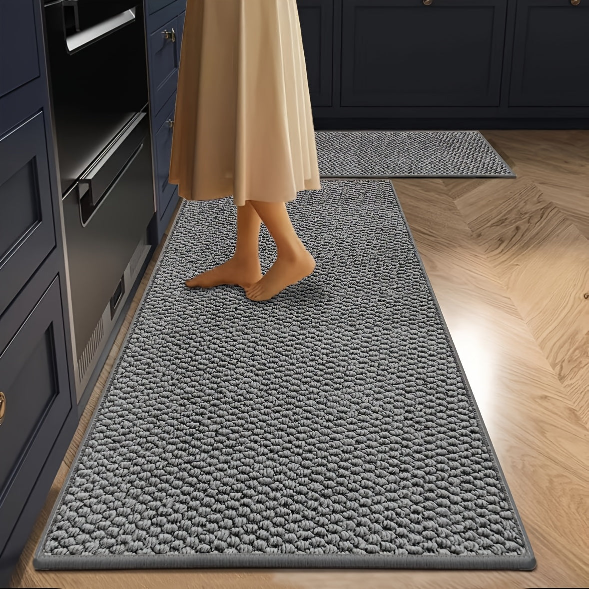 Kitchen Runner Mat Washable Swordfish Pineapple Design 1300GSM Thick Non-Slip Rug for Hallway, Laundry Room, Bathroom & Entrance – Beige Coastal Tropical Home Decor