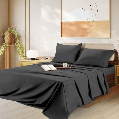 1000 Thread Count Egyptian Cotton Sheet Set Sateen Weave Deep Pocket 16 Inch Fitted Sheet Flat Sheet Pillowcases Soft Breathable Luxury Bedding Twin Full Queen King Grey Ivory White