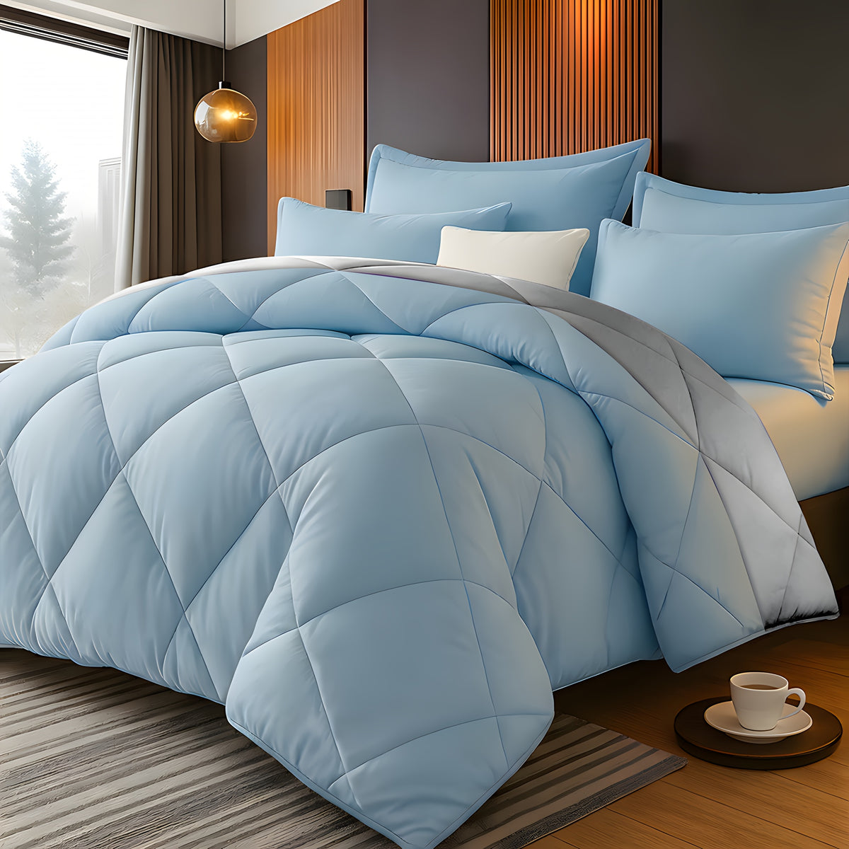 Comforter Set Queen King Twin Diamond Grid Quilted, Soft Microfiber Down Alternative Bedding Set with Pillowcases, All Season Breathable Lightweight Duvet Insert, 9 Colors Available