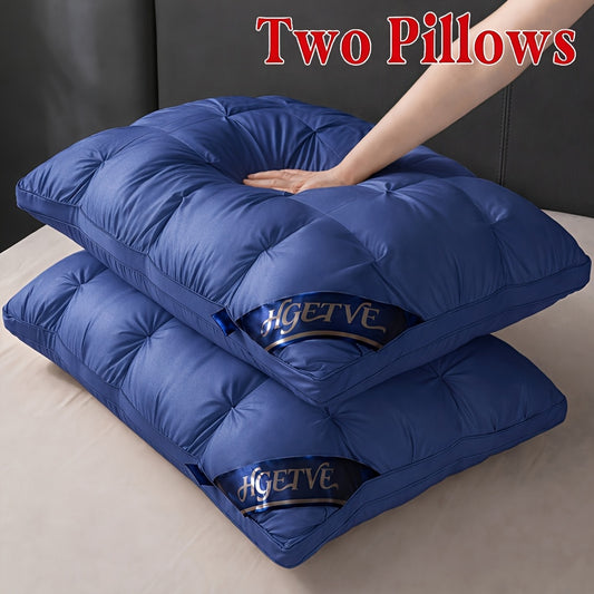 Bed Pillows 2 Pack Hotel Quality Queen King Size, Fluffy Neck Support Sleeping Pillow Set, Cooling Breathable Polyester Fill, Low-Allergen Soft Pillow for Side Back Stomach Sleepers, 6 Colors