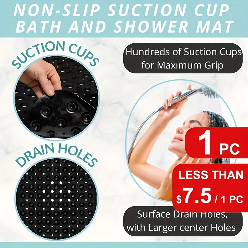 Non-Slip Bathtub Mat with Suction Cups Extra Long – Machine Washable Quick-Dry Shower Mat with Drain Holes, Textured Safety Bath Rug for Bathroom Tub & Wet Areas, 2pcs Set