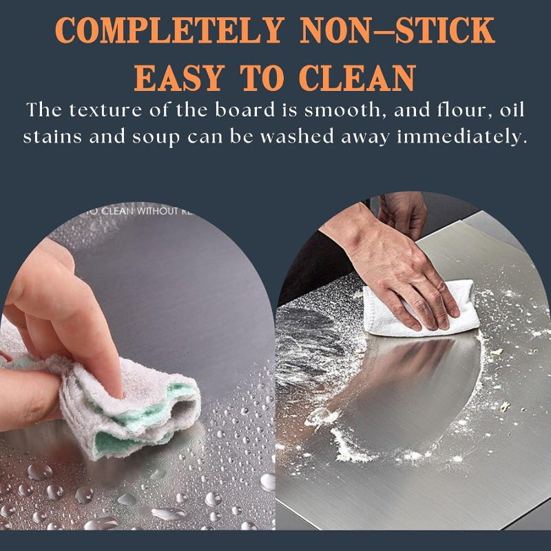 Stainless Steel Cutting Board 304 Grade - Rust-Resistant Butcher Block Kitchen Prep Board, Easy to Clean Rolling Work Surface, Modern Sleek Kitchen Tool for Meal Prep