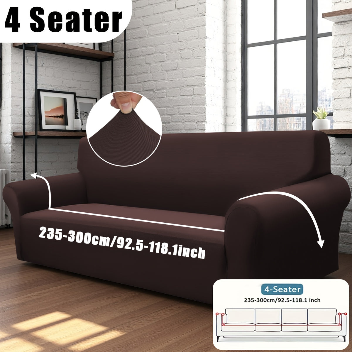 Stretch Sofa Cover with Elastic Band – Milk Fiber Slipcover, Machine Washable, Fits 1 to 4-Seater Sofas & Armchairs, Red Gray Blue Black Coffee