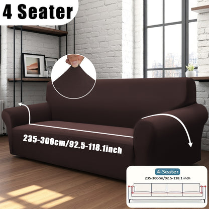 Stretch Sofa Cover with Elastic Band – Milk Fiber Slipcover, Machine Washable, Fits 1 to 4-Seater Sofas & Armchairs, Red Gray Blue Black Coffee