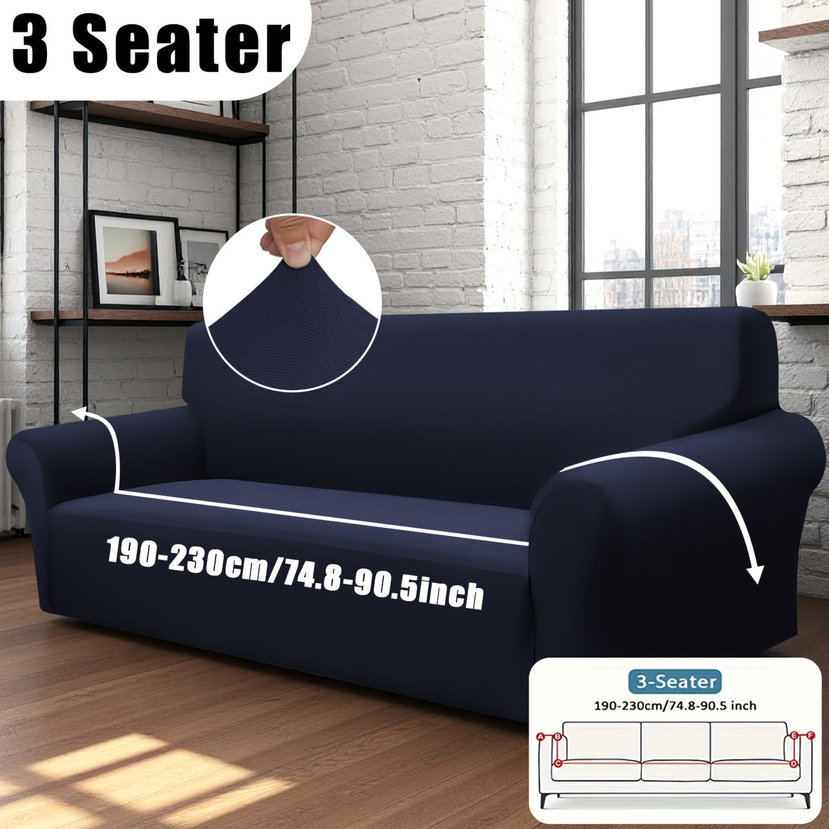 Stretch Sofa Cover with Elastic Band – Milk Fiber Slipcover, Machine Washable, Fits 1 to 4-Seater Sofas & Armchairs, Red Gray Blue Black Coffee