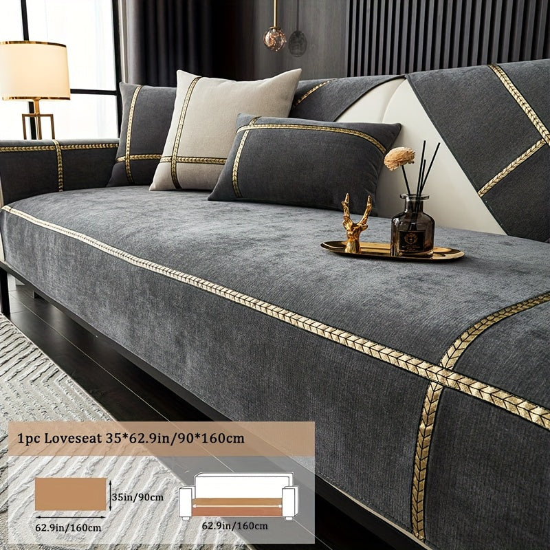 Chenille Sofa Cover Pet-Friendly All-Season Slipcover Furniture Protector for Living Room Bedroom Office - Fits Single 2 3 4 Seater Sofa - Blue-Green Deep Gray Off White Light Gray