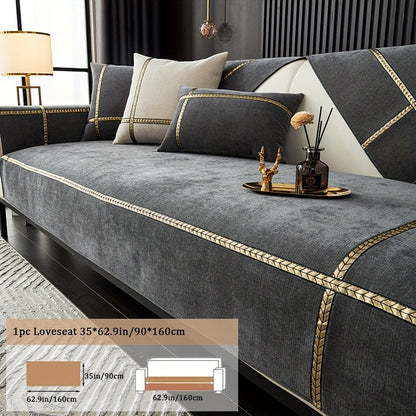 Chenille Sofa Cover Pet-Friendly All-Season Slipcover Furniture Protector for Living Room Bedroom Office - Fits Single 2 3 4 Seater Sofa - Blue-Green Deep Gray Off White Light Gray