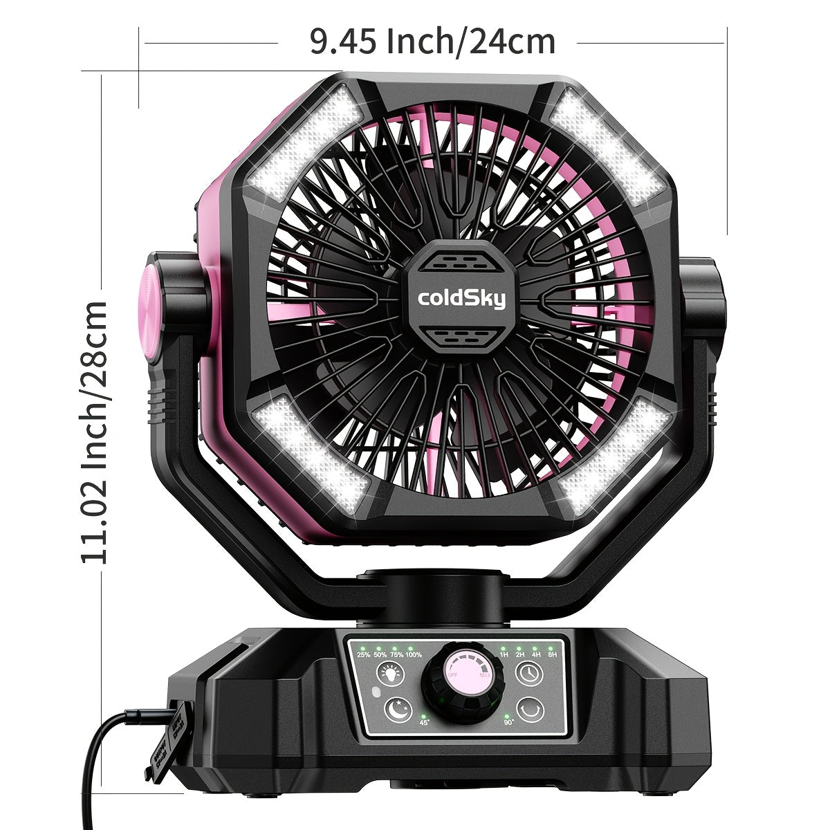 Portable Camping Fan 20000mAh Battery Powered – Dual Motor 8-Speed with Remote Control 4 LED Lanterns & Hook for Tent Bedroom Travel Power Outage & Construction Site